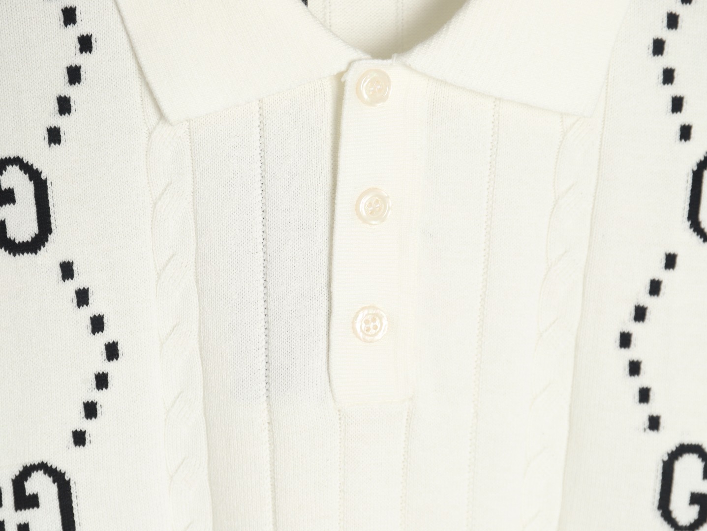 Gucci Double G jacquard cable-knit Polo short sleeves