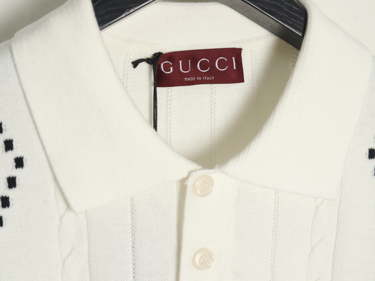 Gucci Double G jacquard cable-knit Polo short sleeves