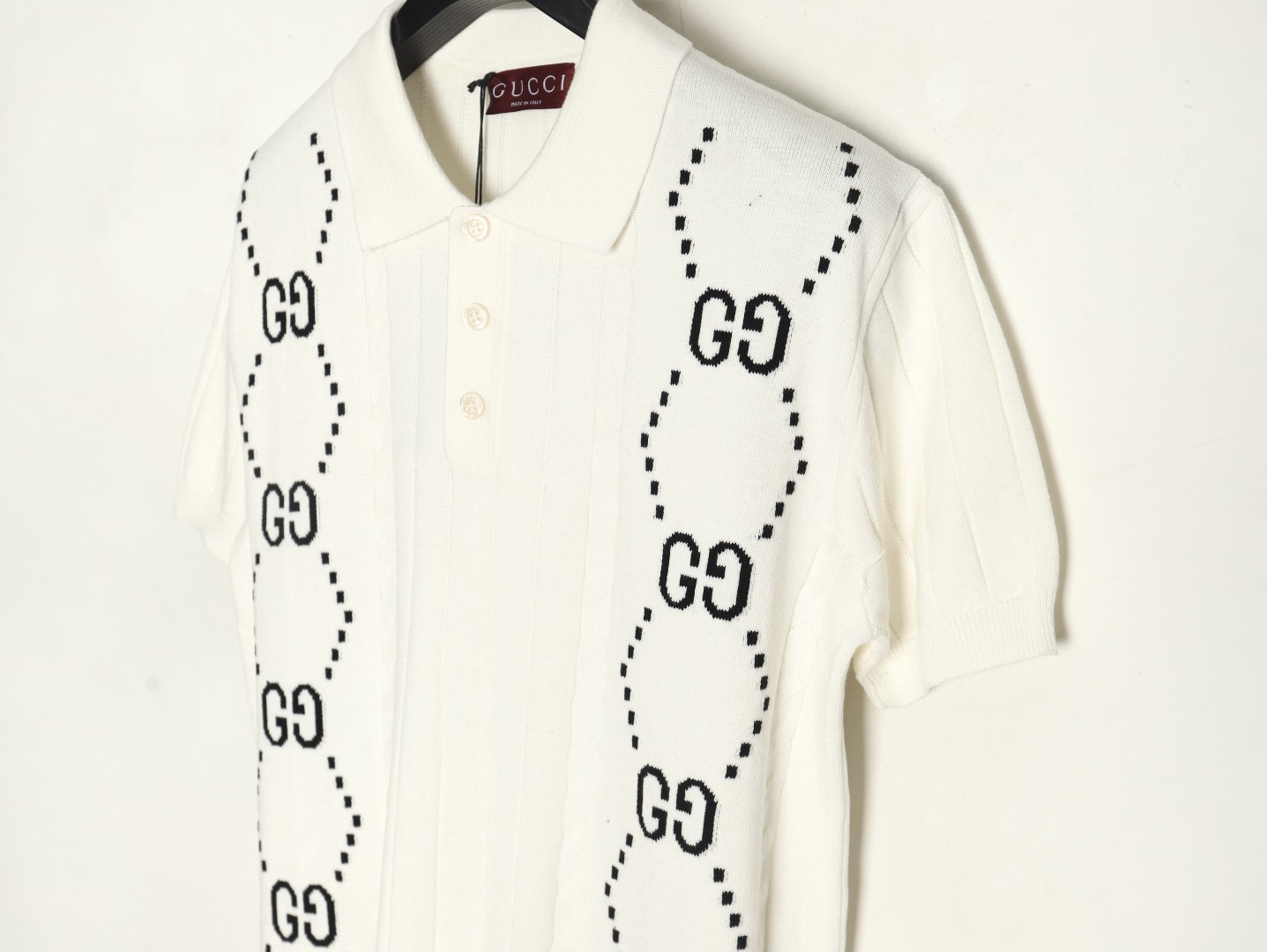 Gucci Double G jacquard cable-knit Polo short sleeves