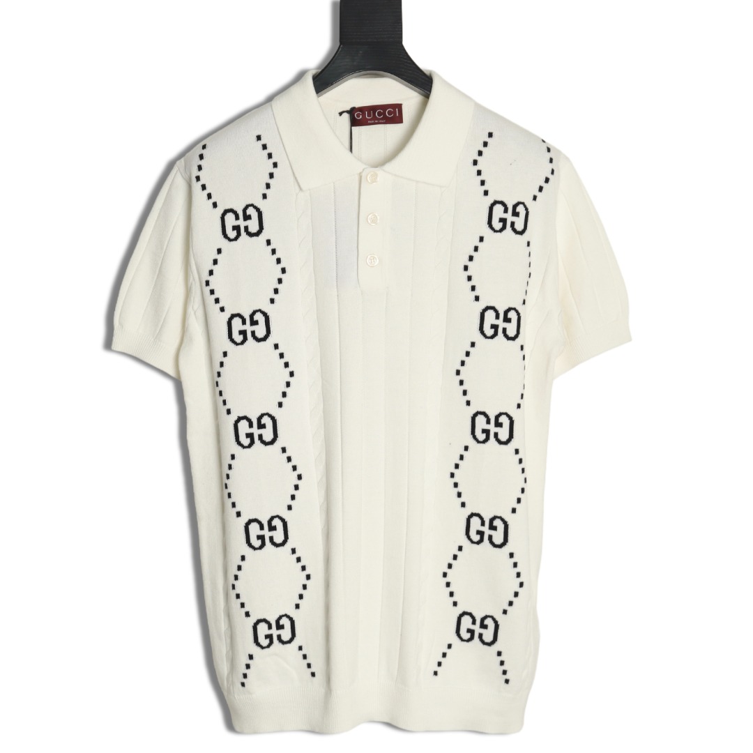 Gucci Double G jacquard cable-knit Polo short sleeves