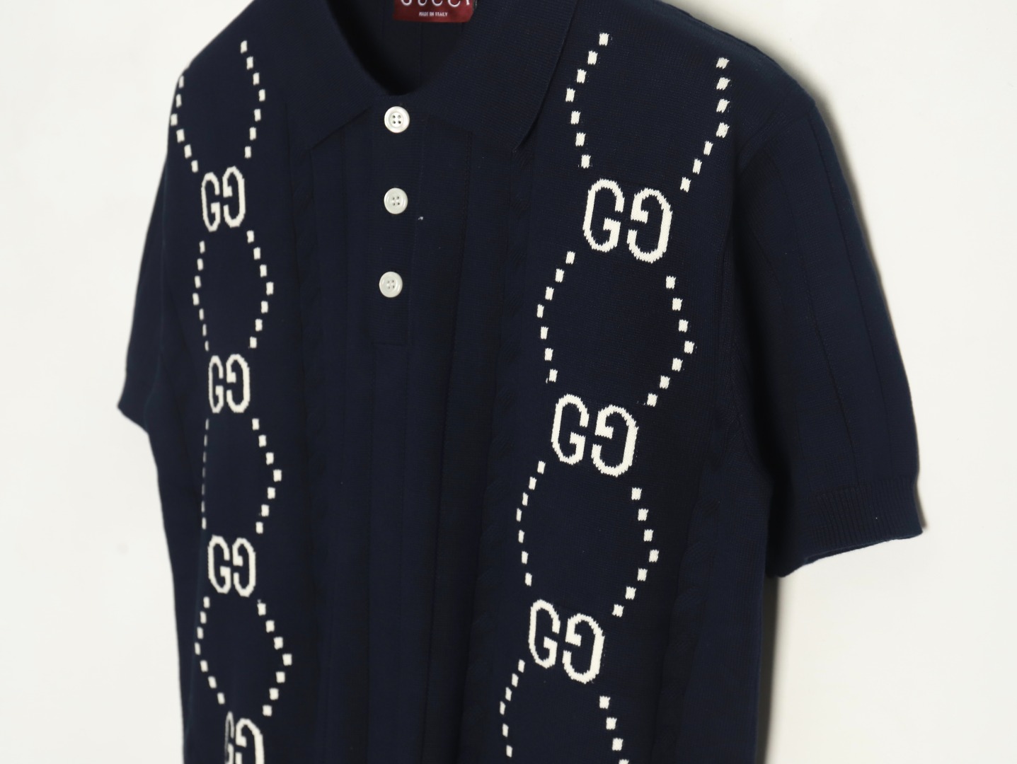 Gucci Double G jacquard cable-knit Polo short sleeves TSK1