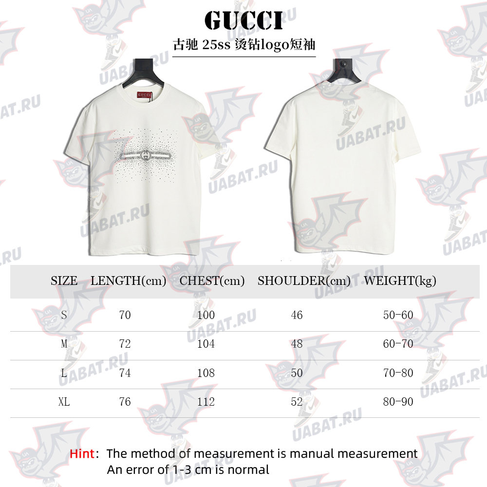 Gucci hot rhinestone letter logo short sleeves