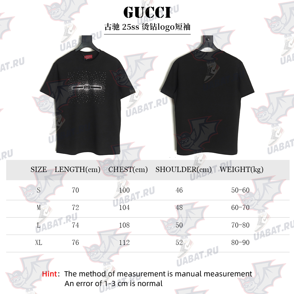 Gucci hot rhinestone letter logo short sleeves TSK1