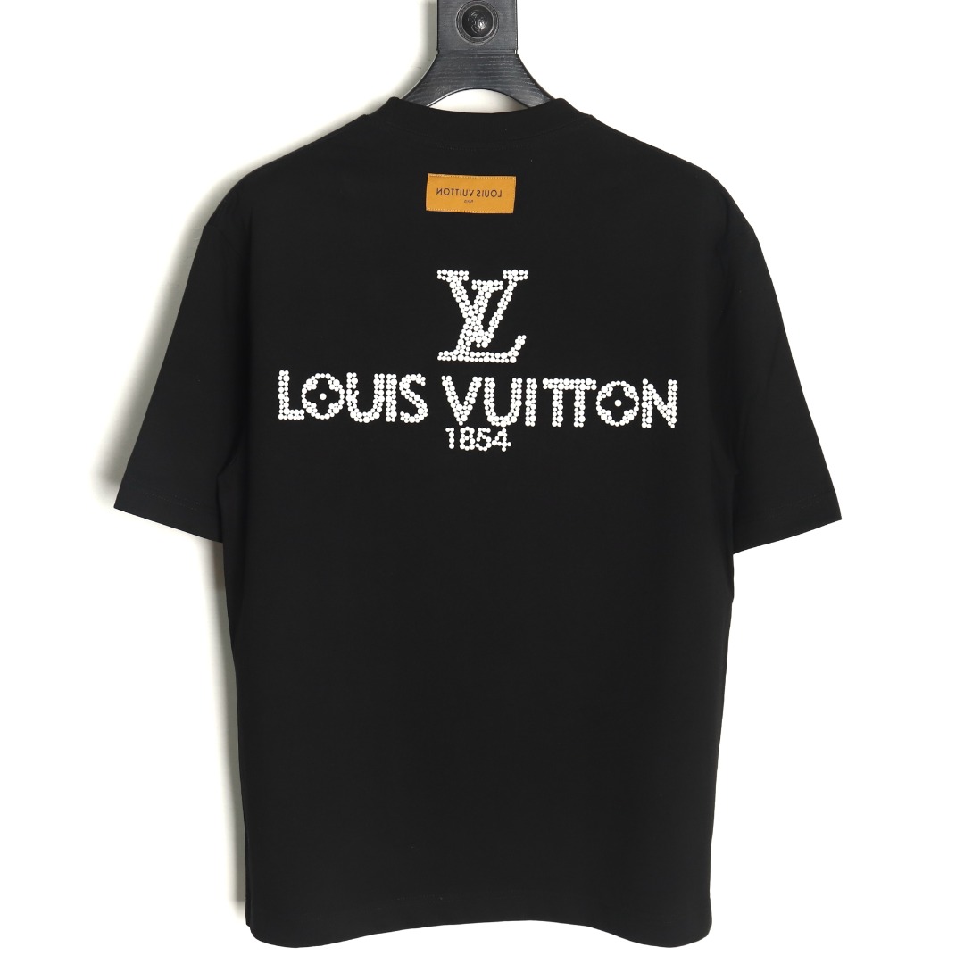 Louis Vuitton pearl hot diamond letter logo short sleeve TSK1