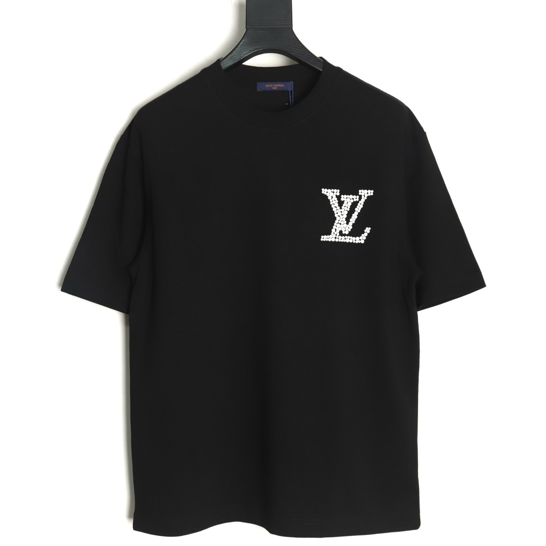 Louis Vuitton pearl hot diamond letter logo short sleeve TSK1