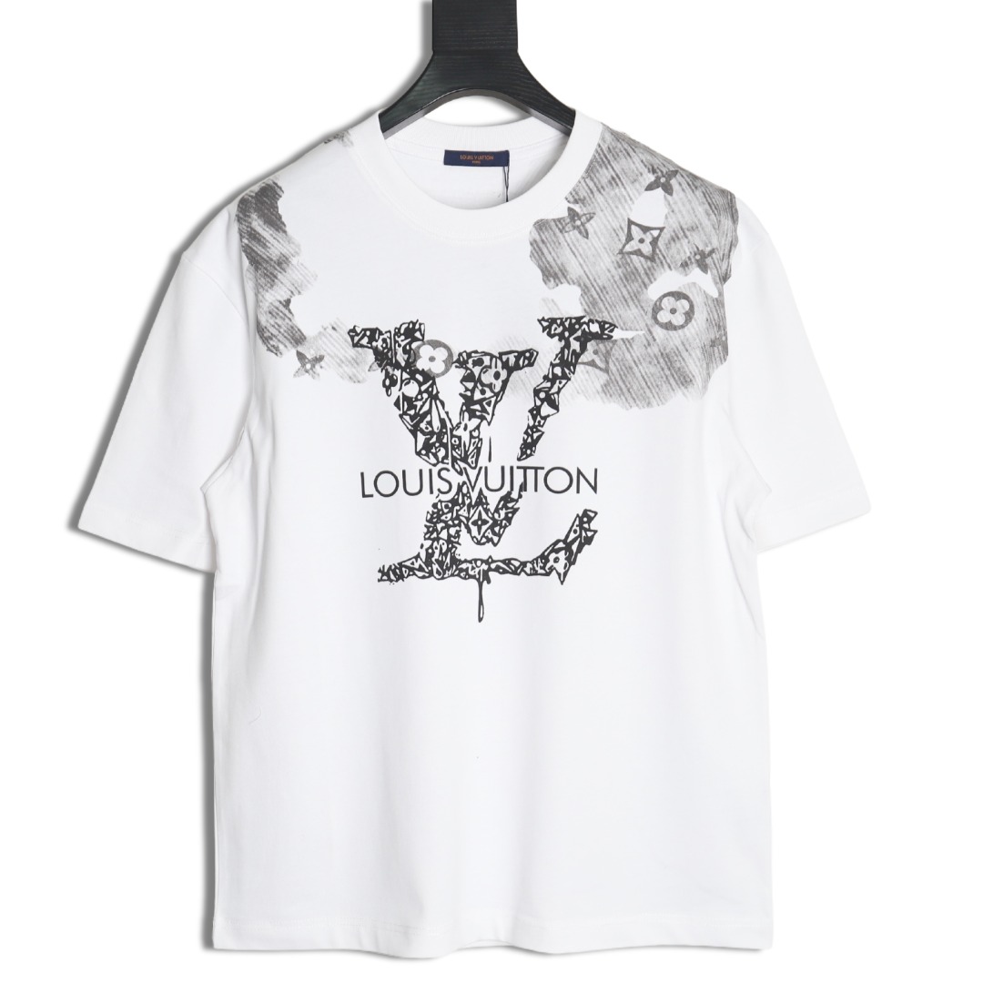Louis Vuitton ink smudged letters printed short sleeves