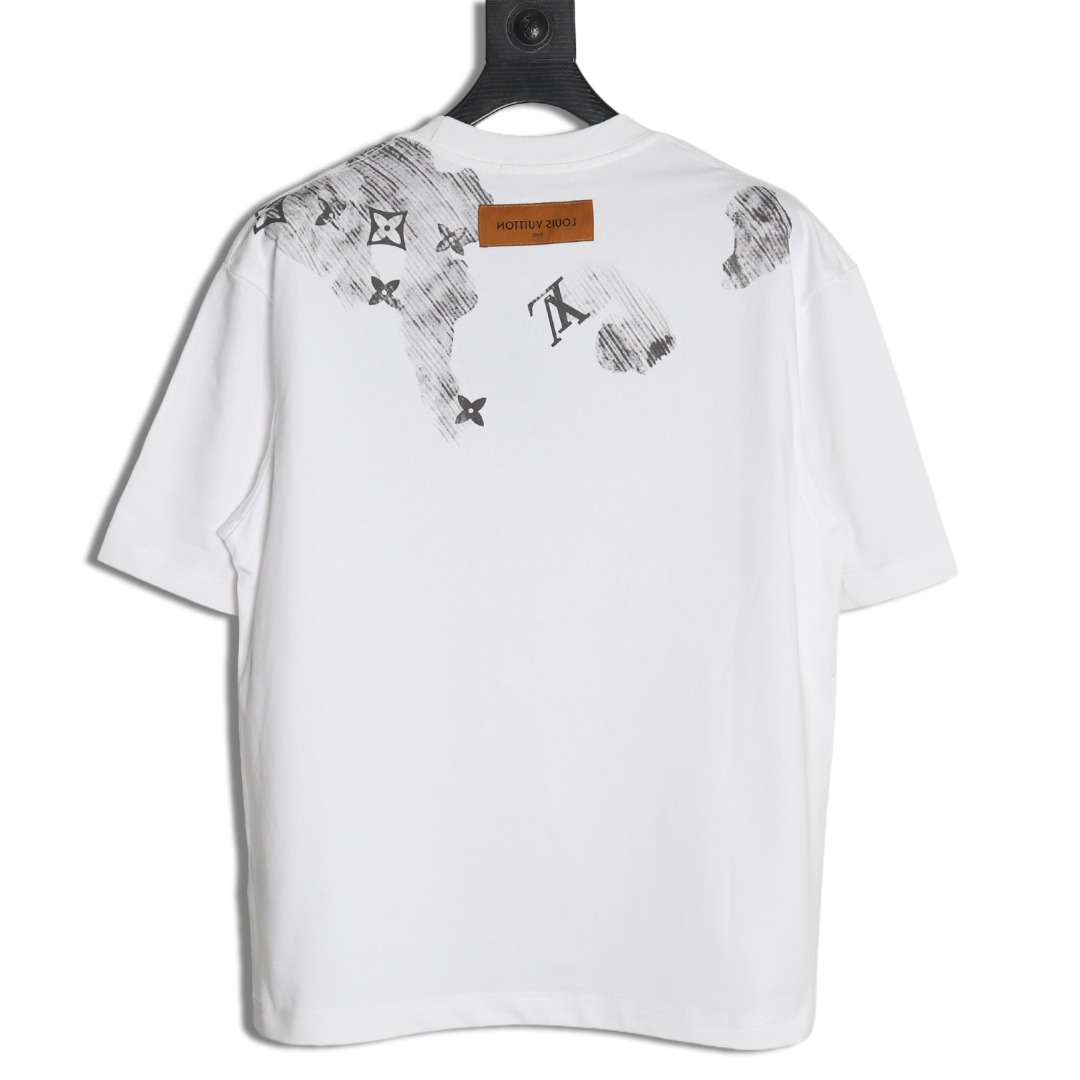 Louis Vuitton ink smudged letters printed short sleeves