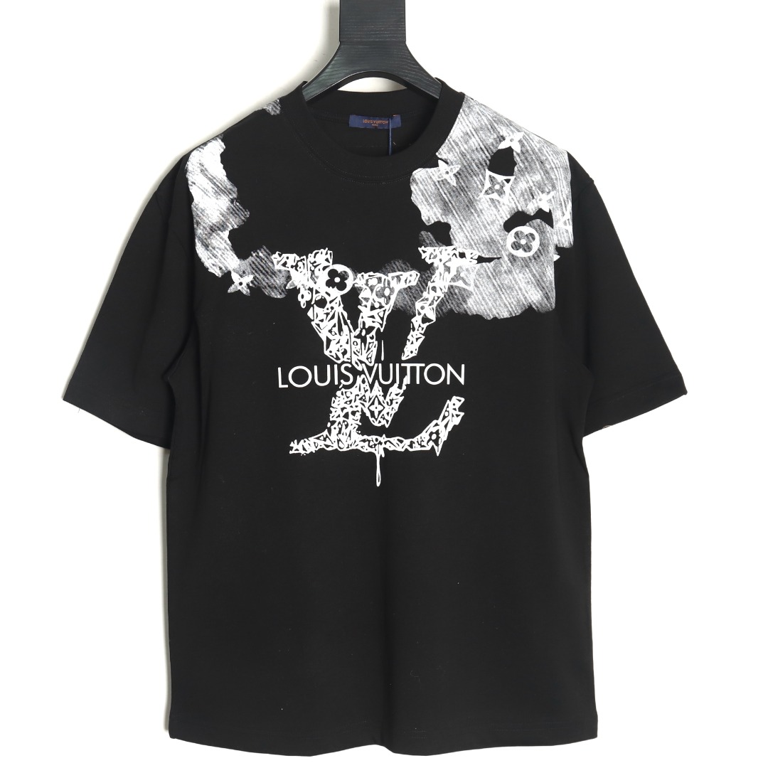 Louis Vuitton ink smudged letters printed short sleeves TSK1