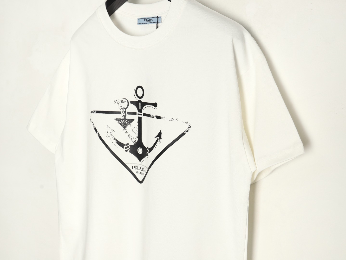 Prada Classic Anchor Triangle Print Round Neck T-Shirt