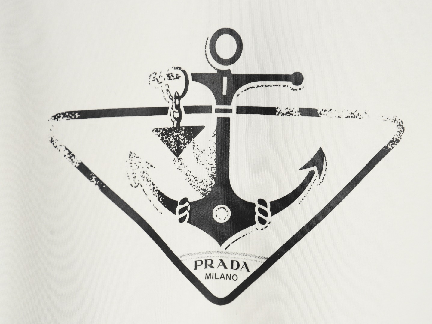 Prada Classic Anchor Triangle Print Round Neck T-Shirt