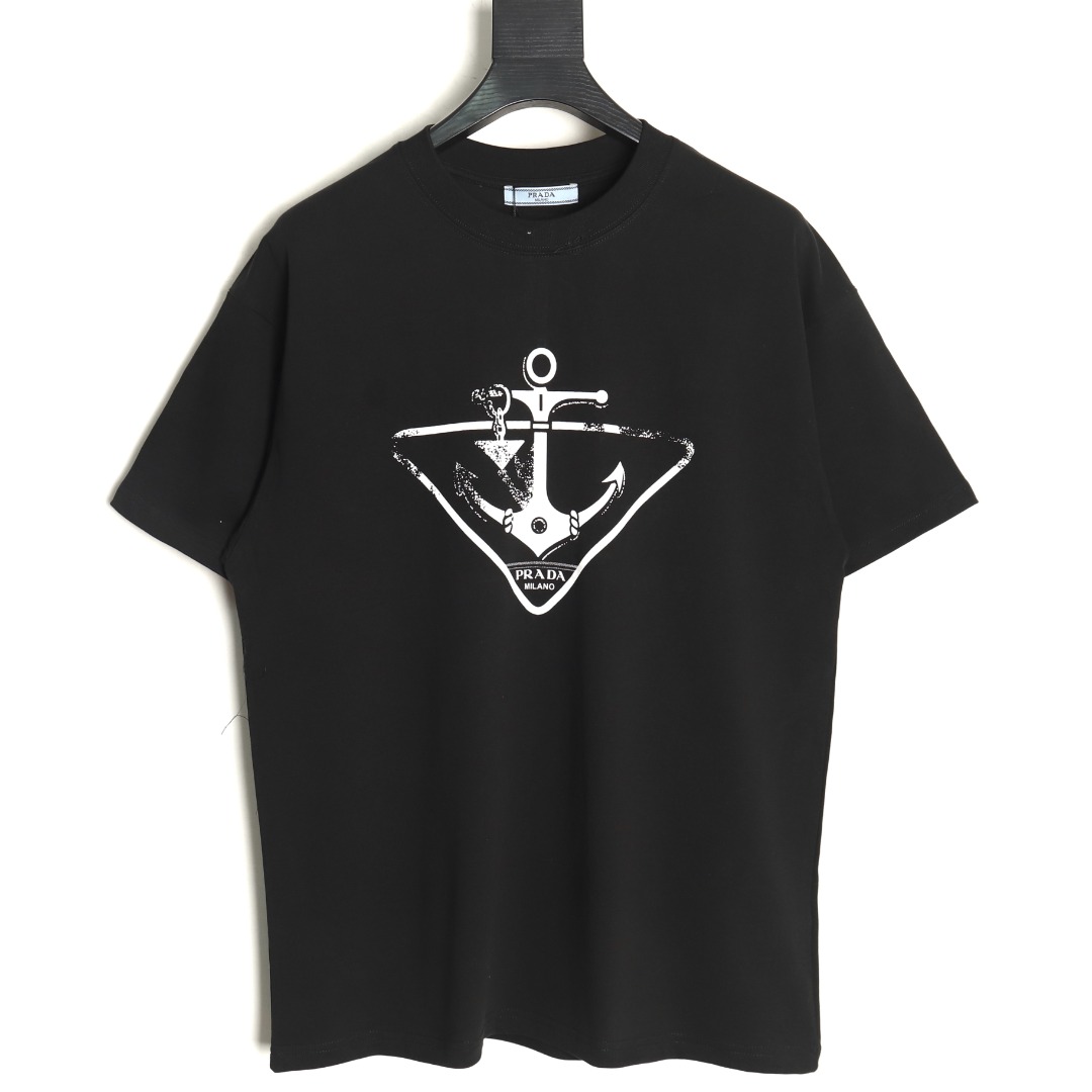 Prada Classic Anchor Triangle Print Round Neck T-Shirt TSK1