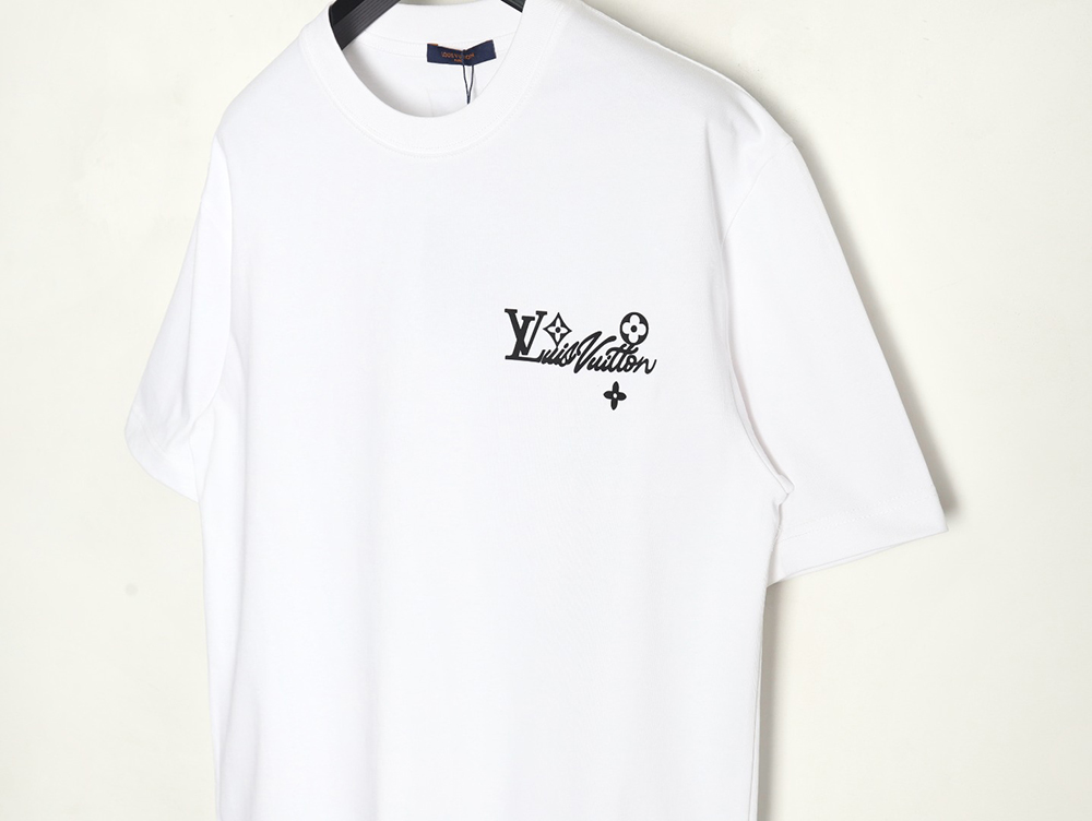 Louis Vuitton Laminating Lettering Hot Diamond Short Sleeves