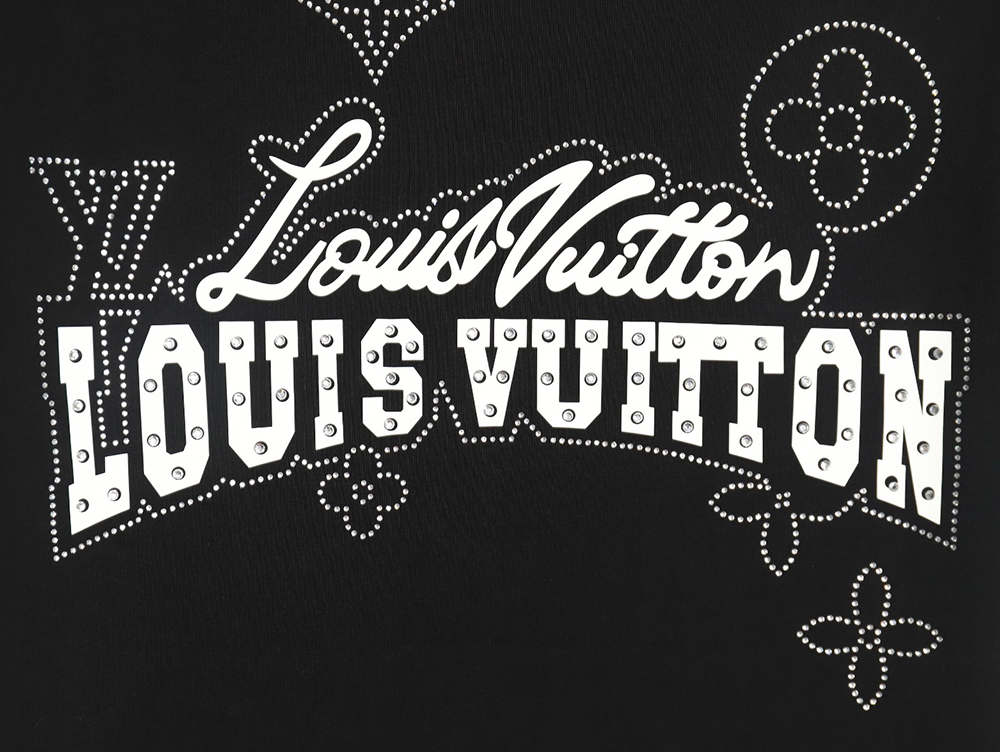 Louis Vuitton Laminating Lettering Hot Diamond Short Sleeves TSK1