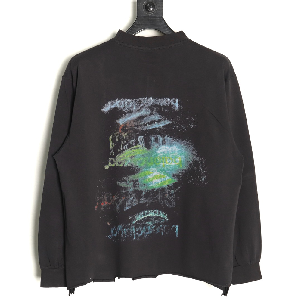 Balenciaga ripped long sleeves with blurred pattern TSK1