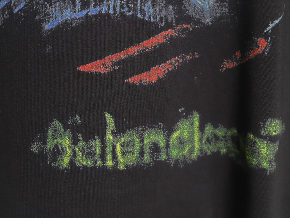 Balenciaga ripped long sleeves with blurred pattern TSK1
