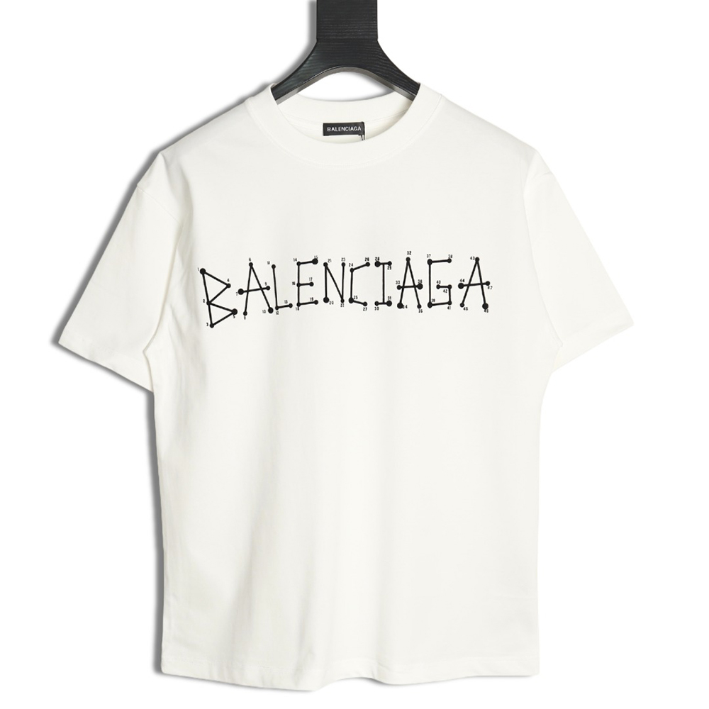 Balenciaga geometric logo double B flocked short-sleeved T-shirt