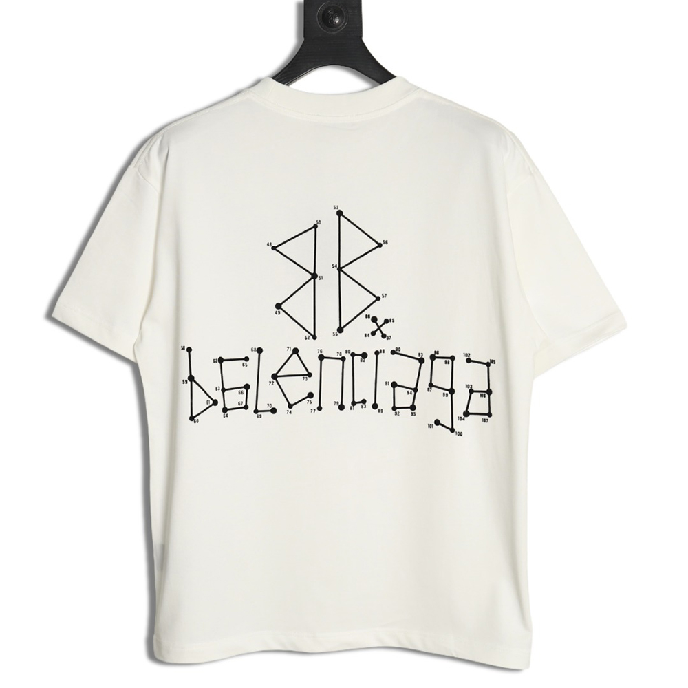 Balenciaga geometric logo double B flocked short-sleeved T-shirt