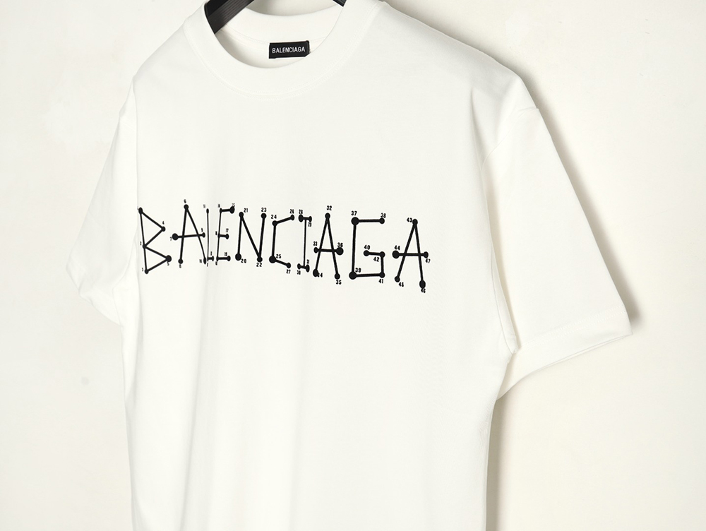 Balenciaga geometric logo double B flocked short-sleeved T-shirt