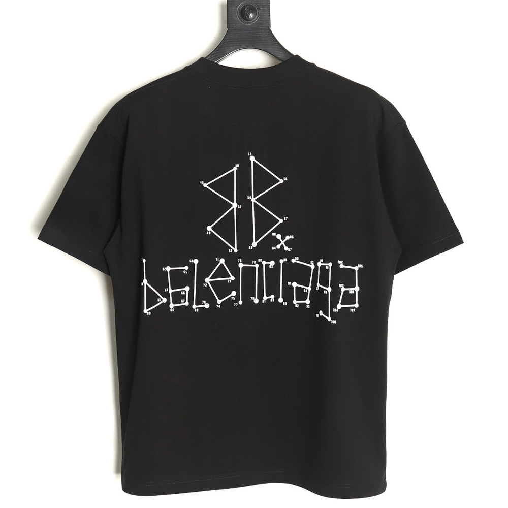 Balenciaga geometric logo double B flocked short-sleeved T-shirt TSK1