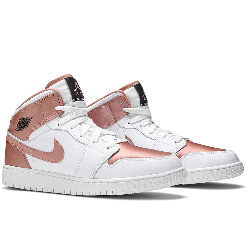 AIR JORDAN 1 MID GS 'WHITE ROSE GOLD'