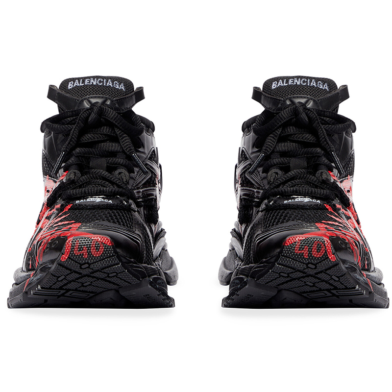 Balenciaga MEN'S RUNNER GRAFFITI SNEAKER IN BLACK
