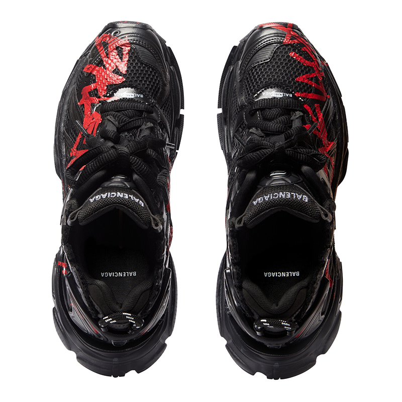 Balenciaga MEN'S RUNNER GRAFFITI SNEAKER IN BLACK