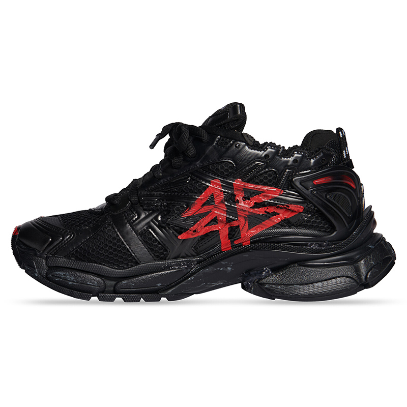 Balenciaga MEN'S RUNNER GRAFFITI SNEAKER IN BLACK