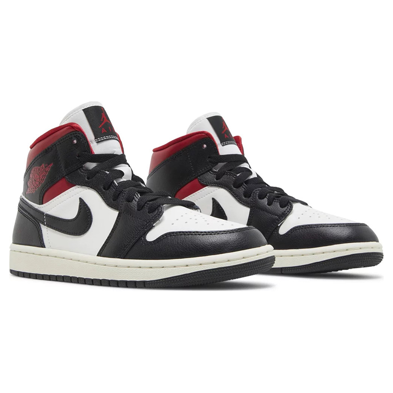 Air Jordan 1 Mid 'Black Sail Gym Red'