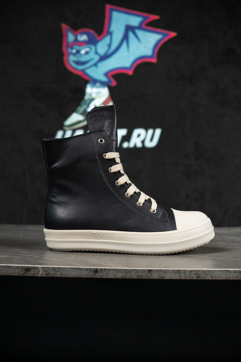 Rick Owens Strobe Leather High 'Black Milk'