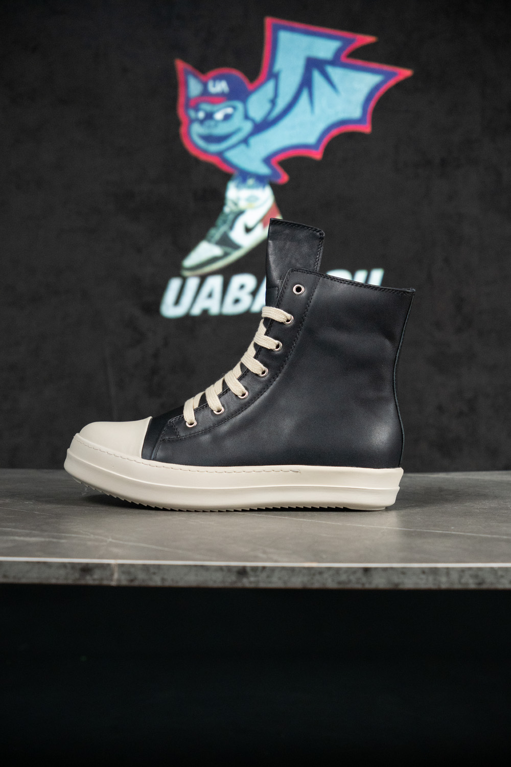 Rick Owens Strobe Leather High 'Black Milk'