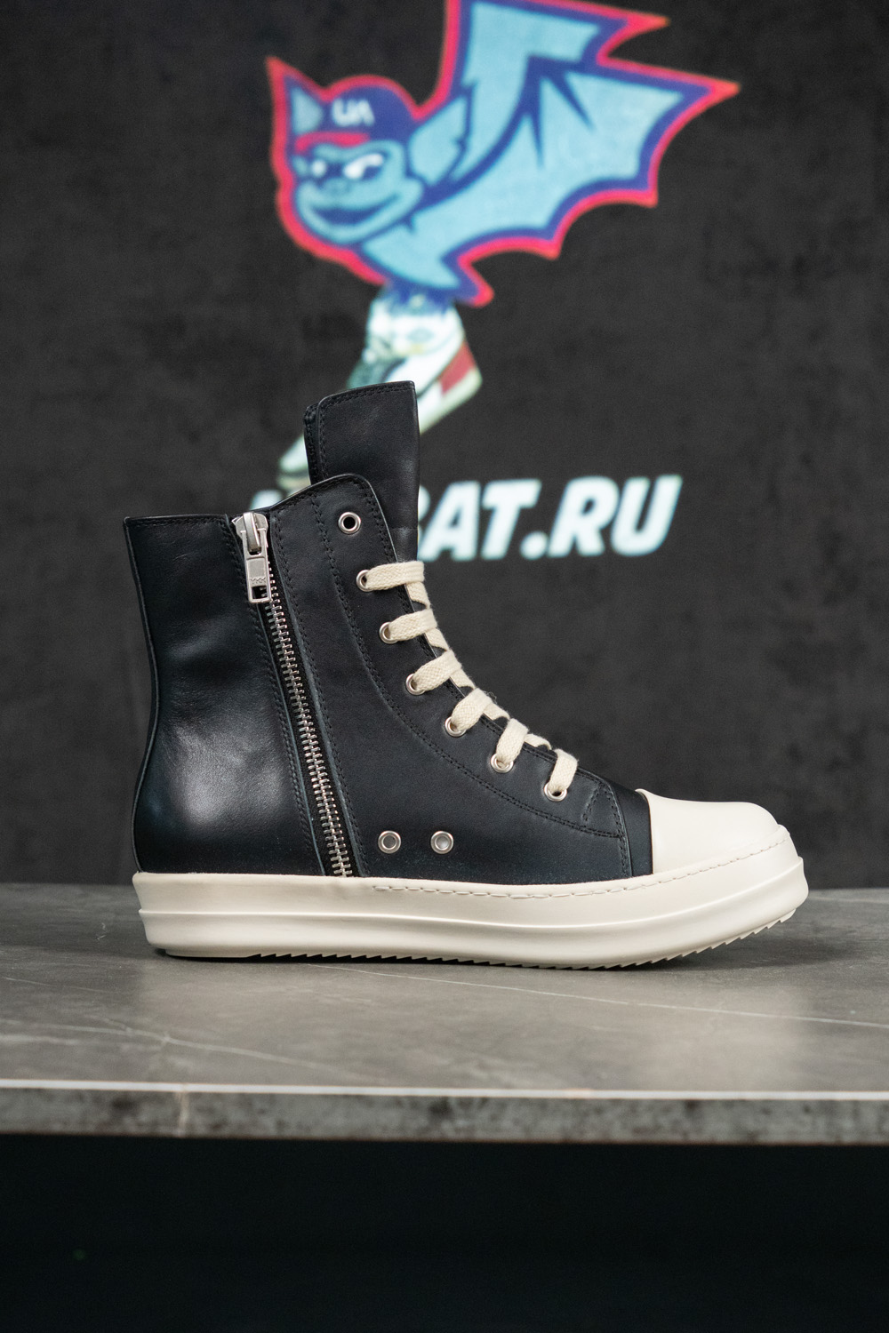 Rick Owens Strobe Leather High 'Black Milk'
