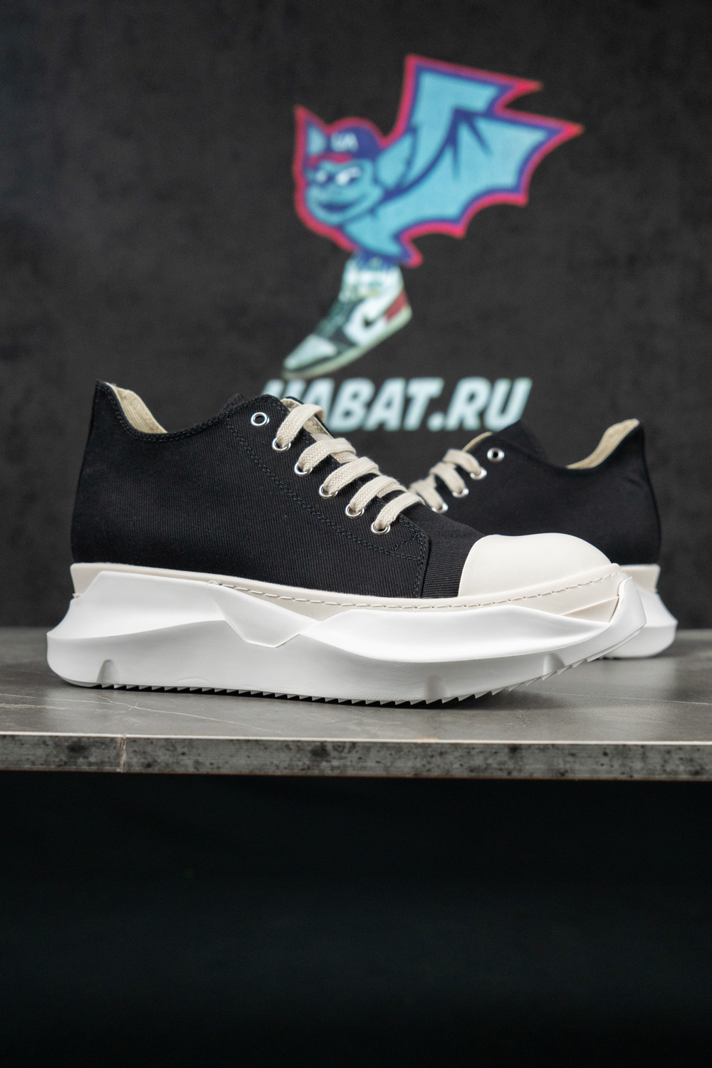 Rick Owens DRKSHDW Strobe Cotton Denim Abstract Low 'Black Milk'