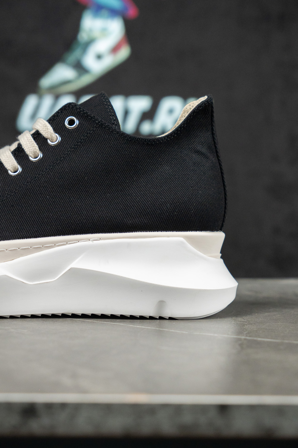 Rick Owens DRKSHDW Strobe Cotton Denim Abstract Low 'Black Milk'