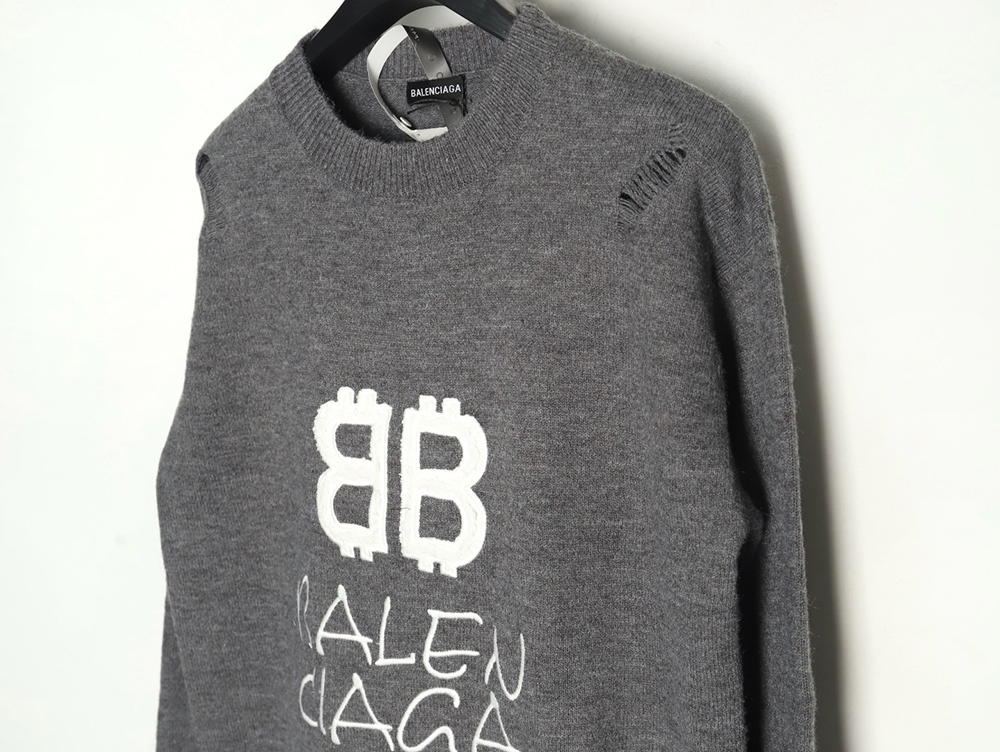 Balenciaga Double B embroidered knitted crewneck sweater