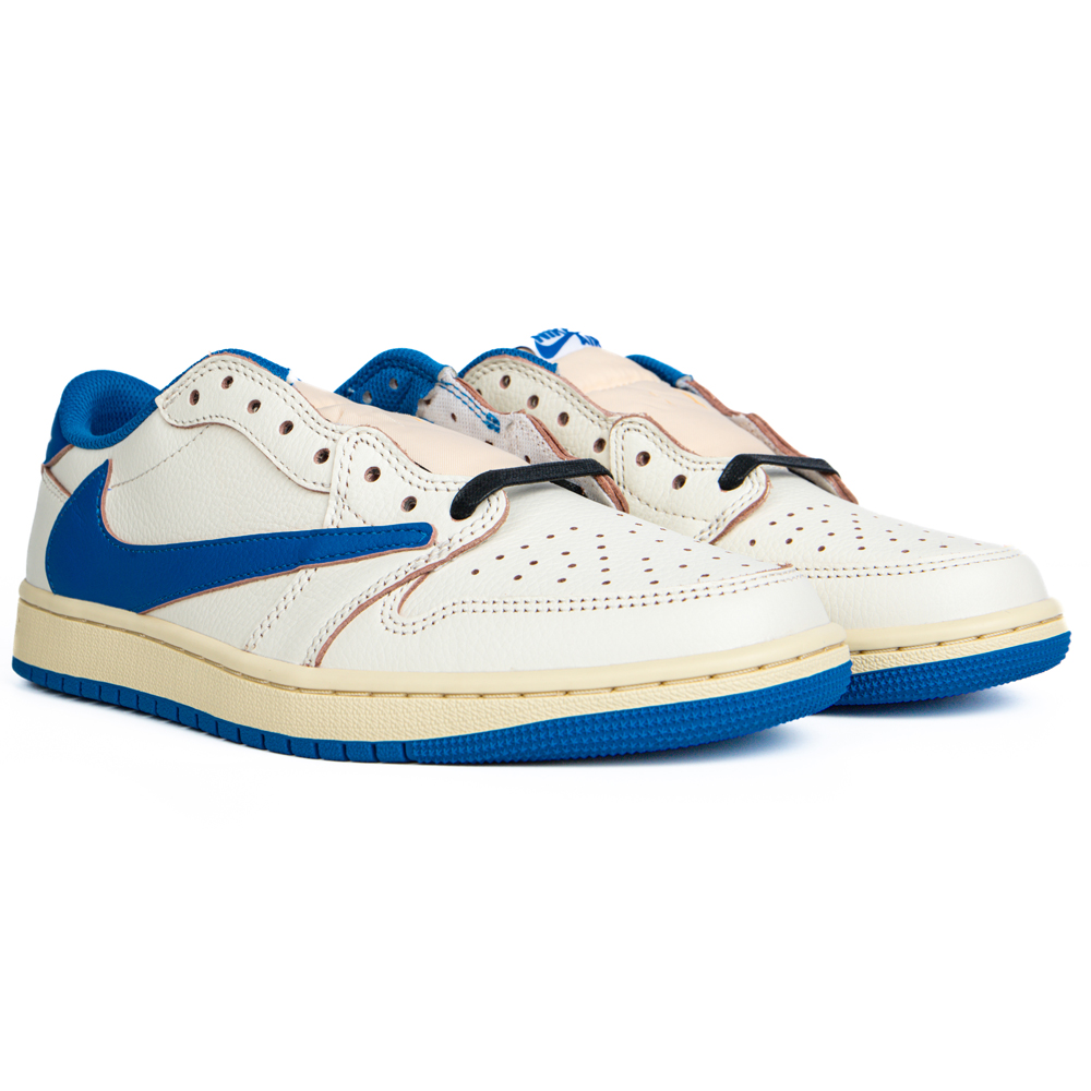 Fragment Design x Travis Scott x Air Jordan 1 Retro Low OG SP 'Sail Military Blue'