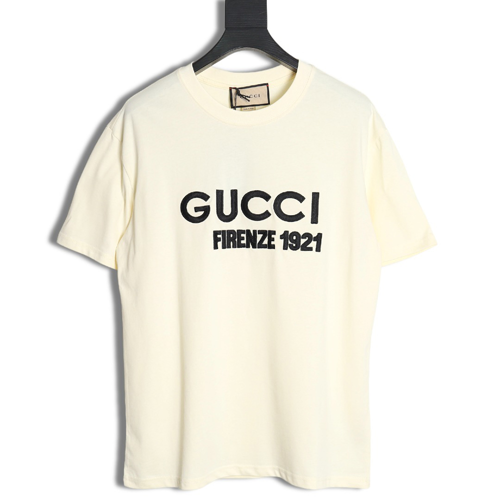 Gucci classic 1921 letter embroidered logo pattern short sleeve
