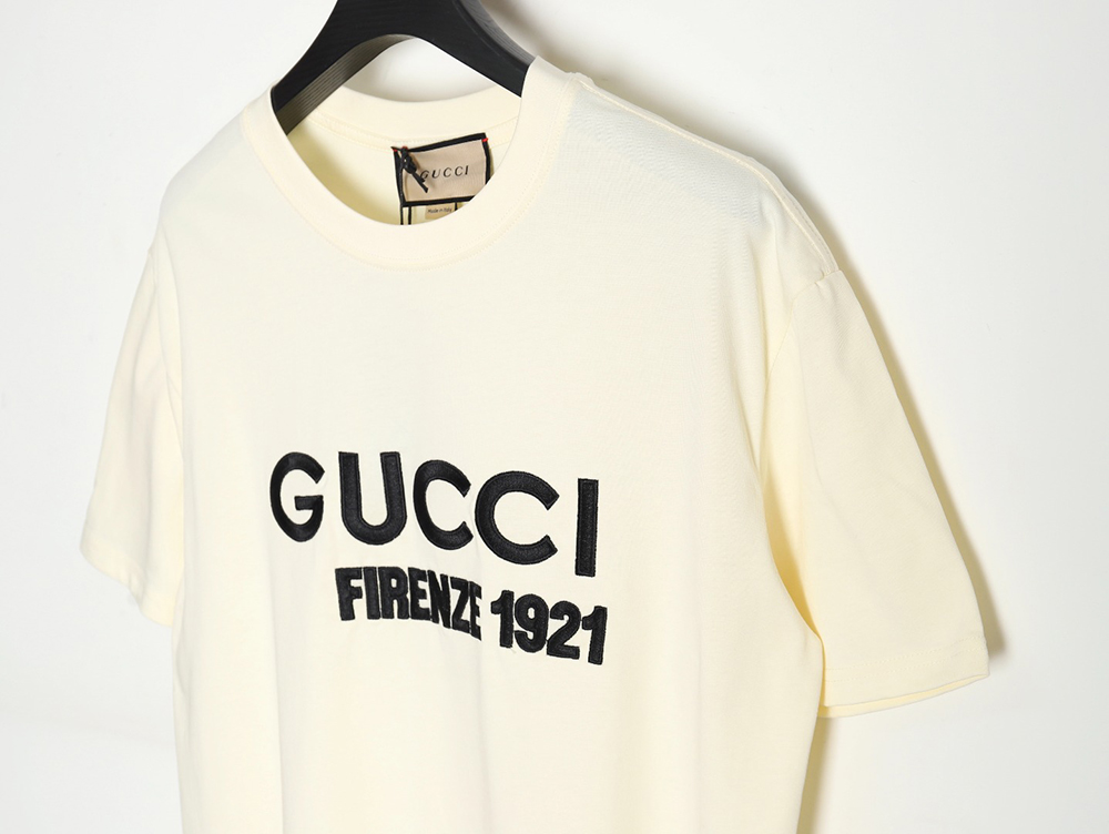 Gucci classic 1921 letter embroidered logo pattern short sleeve