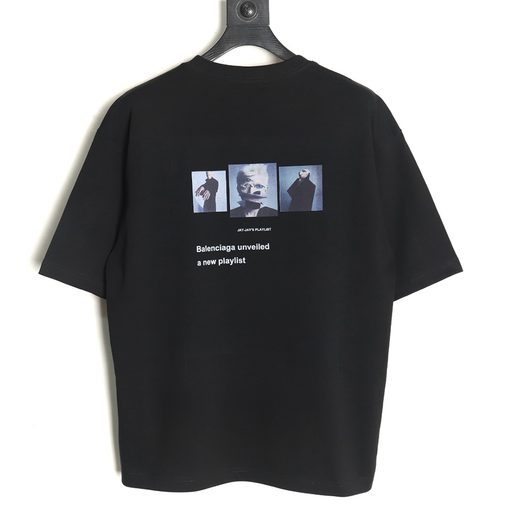 Balenciaga Musical Notes Oil Painting Print Short Sleeve TSK1
