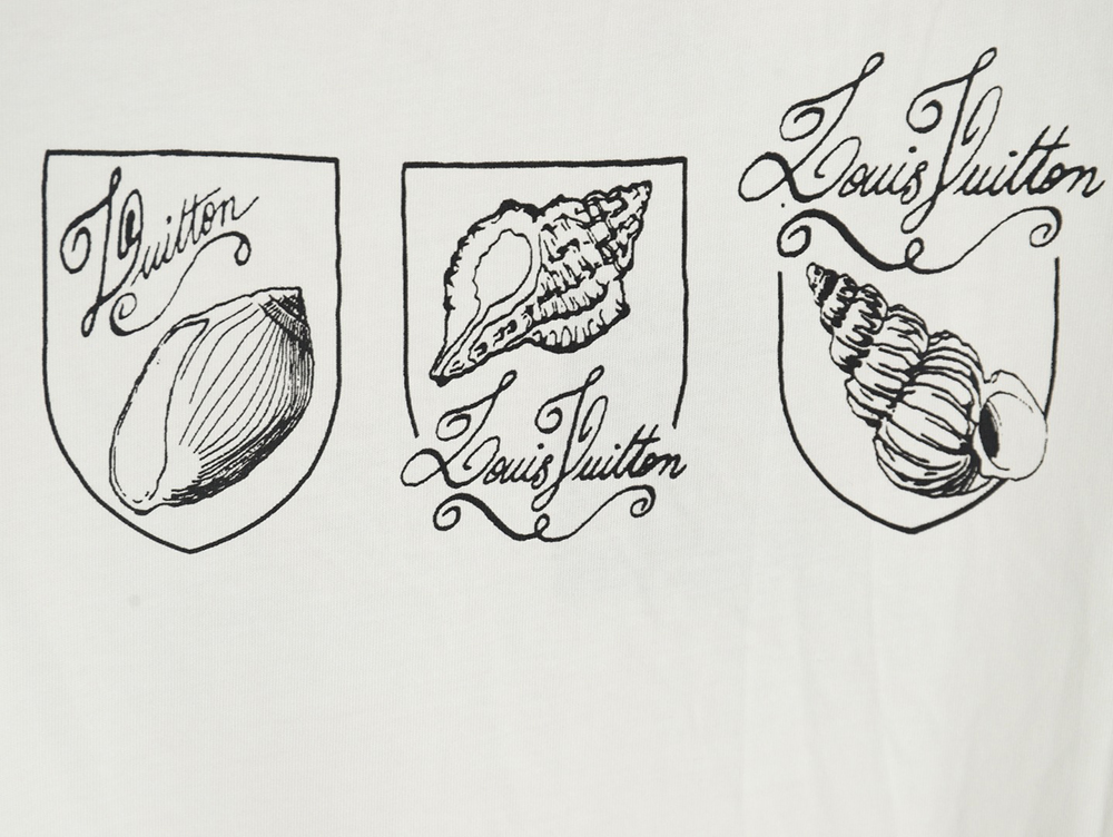 Louis Vuitton Conch Shell Lettering Printed Round Neck Short Sleeve T-Shirt
