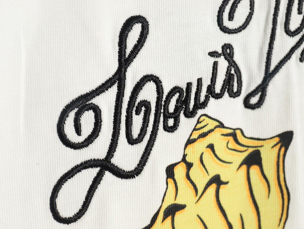 Louis Vuitton Conch Shell Lettering Printed Round Neck Short Sleeve T-Shirt