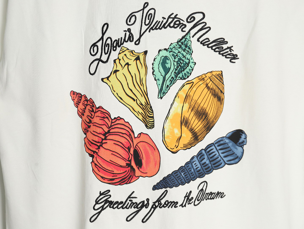Louis Vuitton Conch Shell Lettering Printed Round Neck Short Sleeve T-Shirt