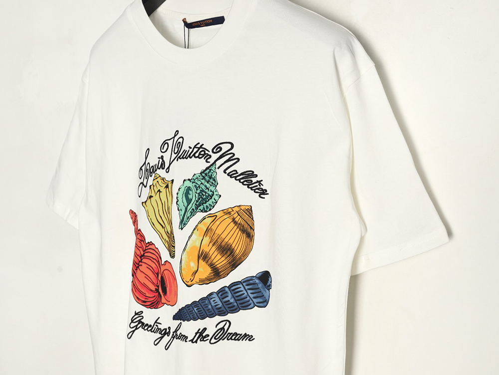 Louis Vuitton Conch Shell Lettering Printed Round Neck Short Sleeve T-Shirt