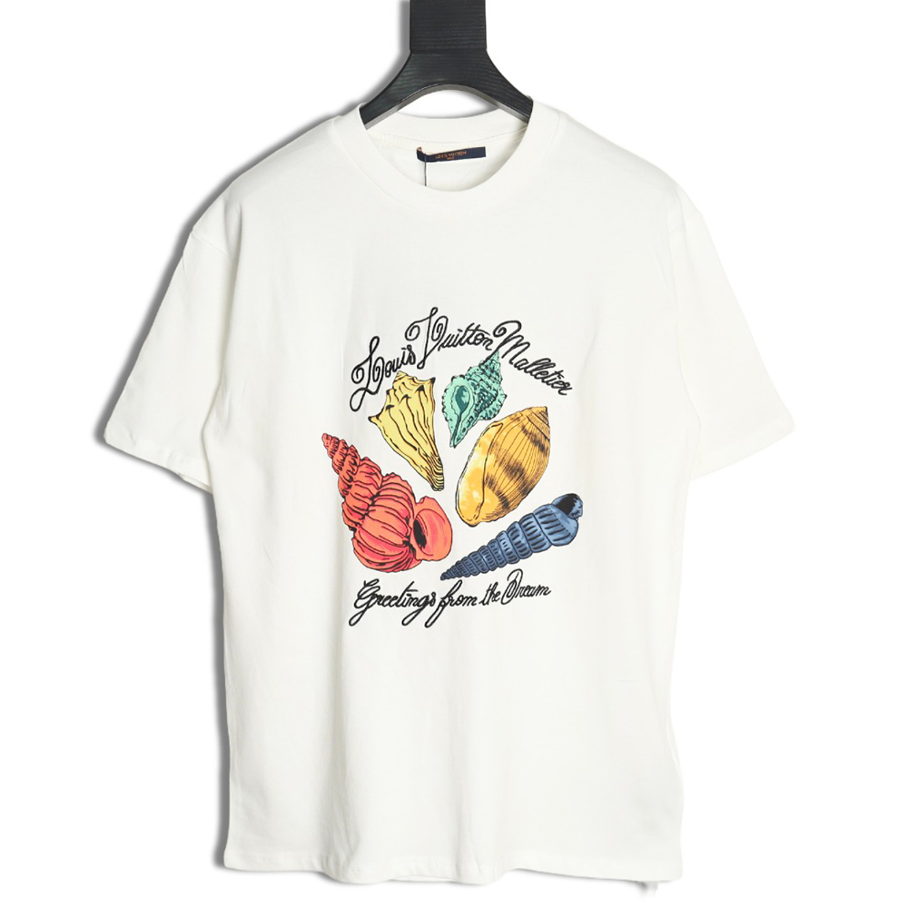 Louis Vuitton Conch Shell Lettering Printed Round Neck Short Sleeve T-Shirt