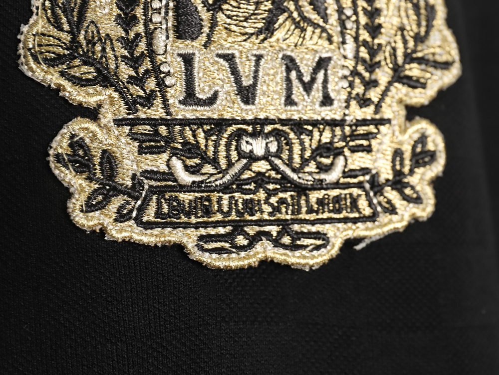 Louis Vuitton Gold Thread Badge Checkerboard Short Sleeves