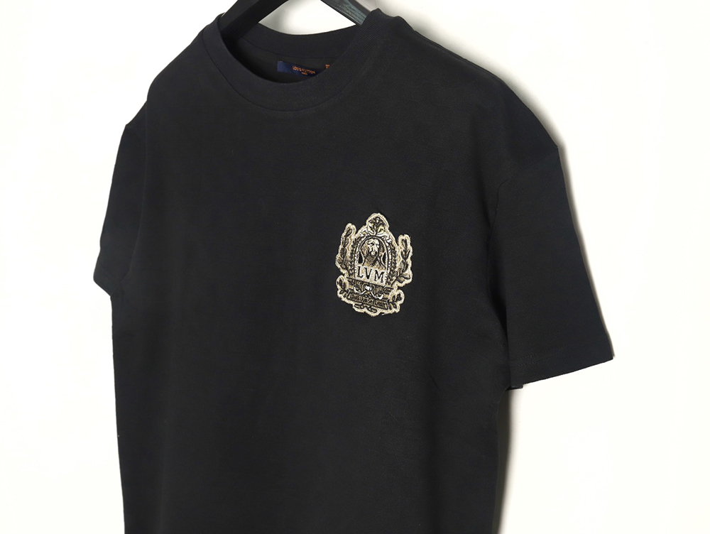 Louis Vuitton Gold Thread Badge Checkerboard Short Sleeves