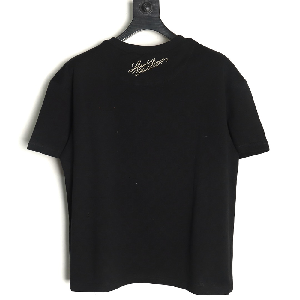Louis Vuitton Gold Thread Badge Checkerboard Short Sleeves