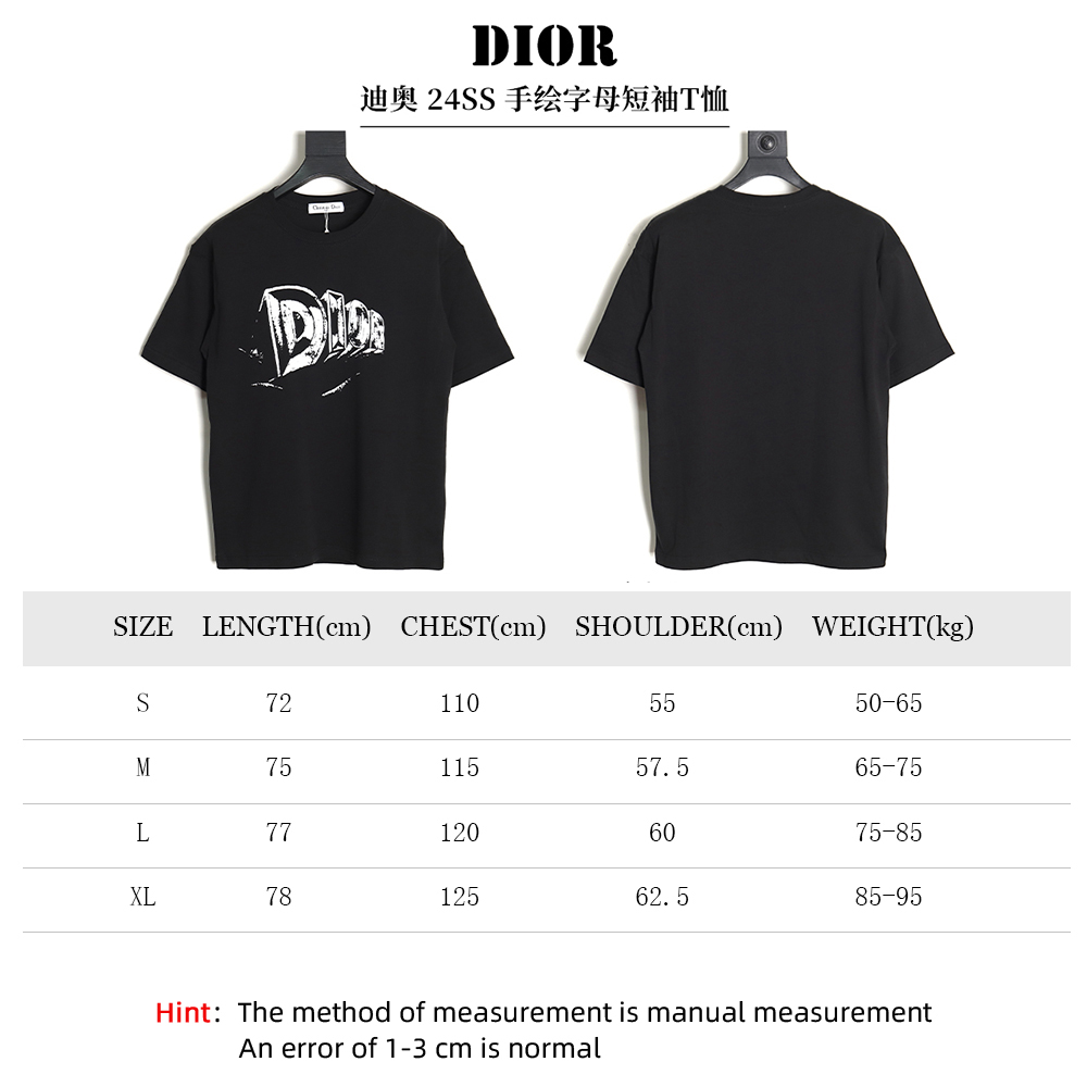 Dior hand-painted lettering short-sleeved T-shirt