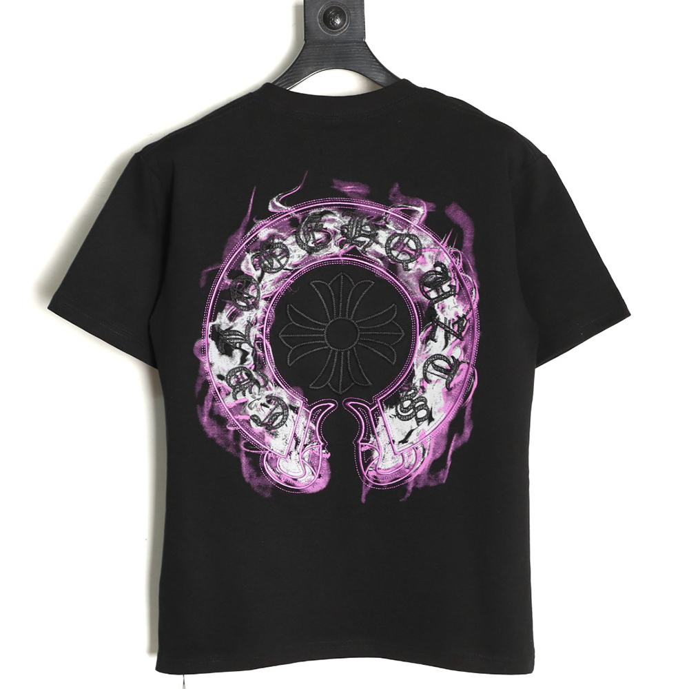 Chrome Hearts Purple Horseshoe Short Sleeve T-Shirt