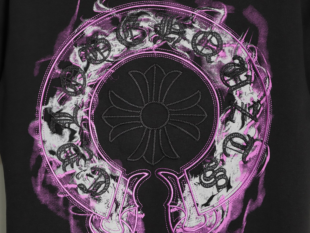 Chrome Hearts Purple Horseshoe Short Sleeve T-Shirt