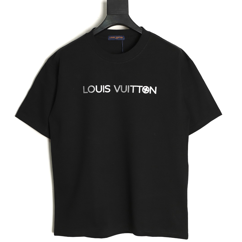 Louis Vuitton silver lettering short-sleeved T-shirt